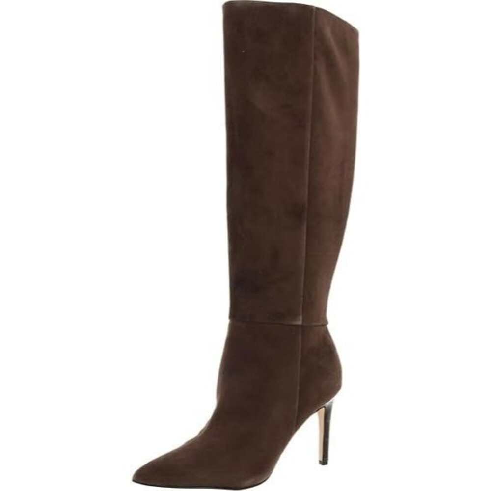 Nine West Richy Women's Knee High Boots Size 7 Dark Brown Suede Stiletto Heel